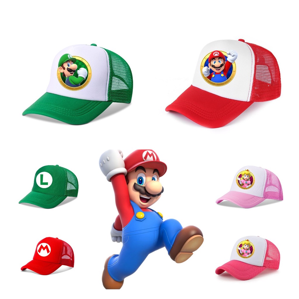 Super Mario Bros Hat Mario Cartoon Cap Mario Hat for Kids Cute Cartoon ...