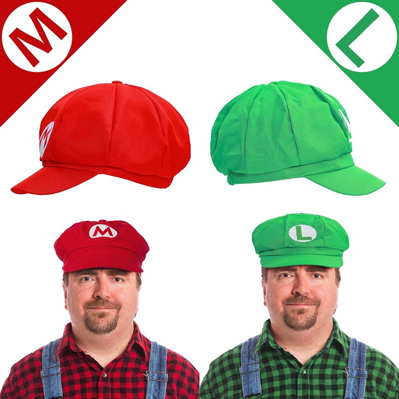 Unisex Super Mario Baseball Cap Cosplay Accessory Set Hat Cap Party ...