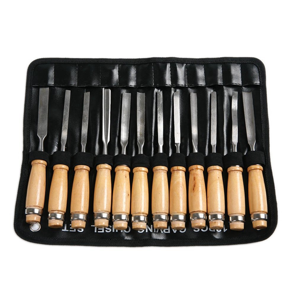 12Pcs Wood Carving Hand Chisel Set Woodworking Professional Lathe ...