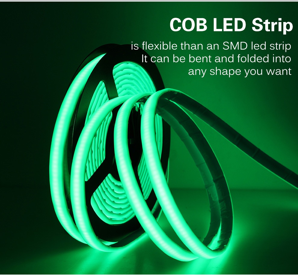 RGB COB LED Strip 840 LEDs 10mm DC12V 24V High Density Flexible IP67 ...