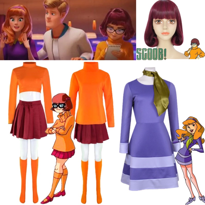Movie Scooby Velma Dinkley Doo Daphne Cosplay Costume Wig Set Adult ...