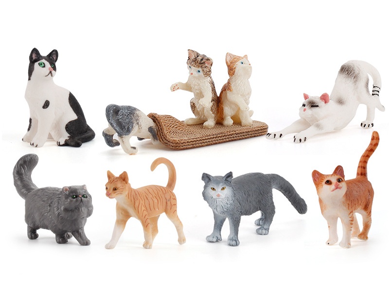 Simulation Cat Model Set Cat Ornaments Black White Kitten Toy | Shopee ...