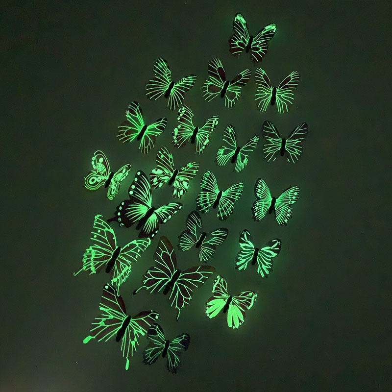 24 Pieces Butterfly Wall Decals Glow in The Dark Butterflies Decor for ...