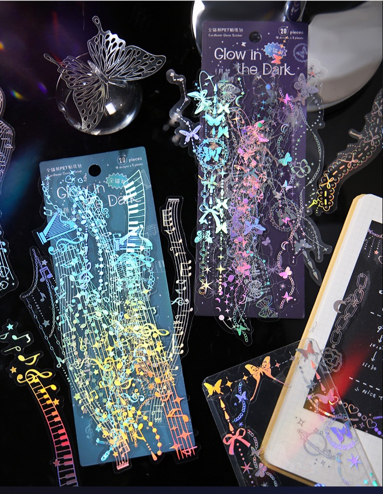 20 Sheets Firefly Streamer Series PET Sticker Pack Fantasy Colorful ...