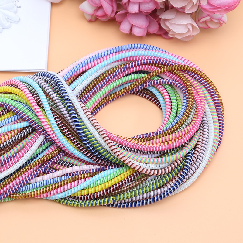 1.4m Laser Multicolour Spiral Charging Cable Protector Rope Universal ...