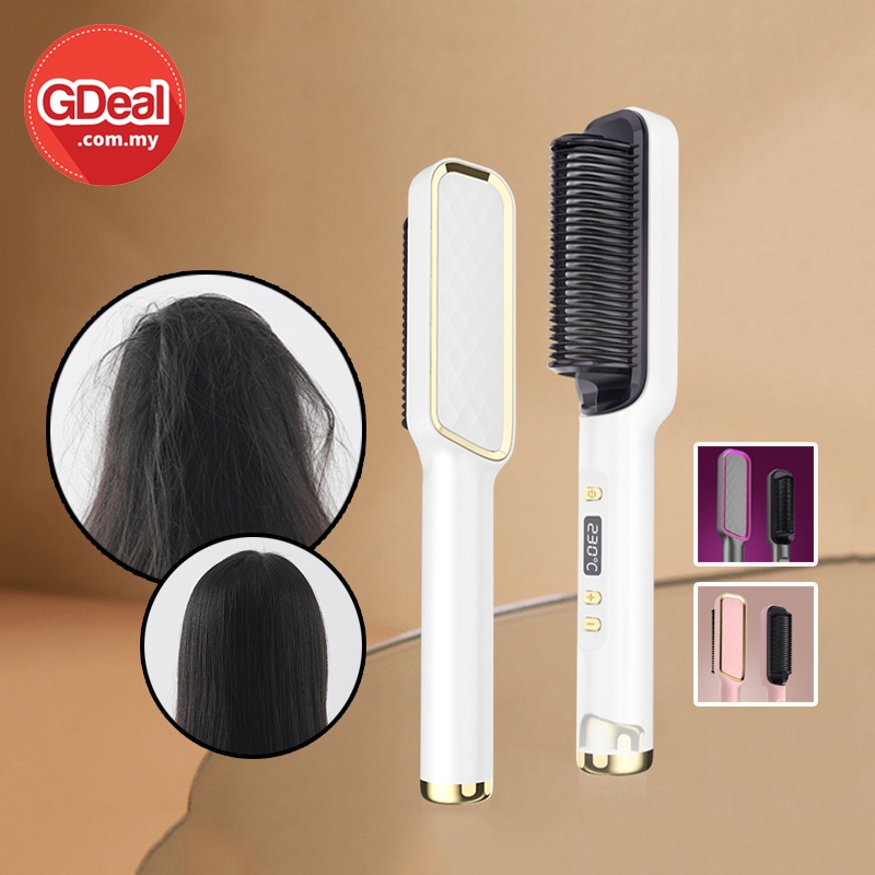 GDeal 2 in 1 Quick Heated Hair Straightening Comb Curler Straightener ...