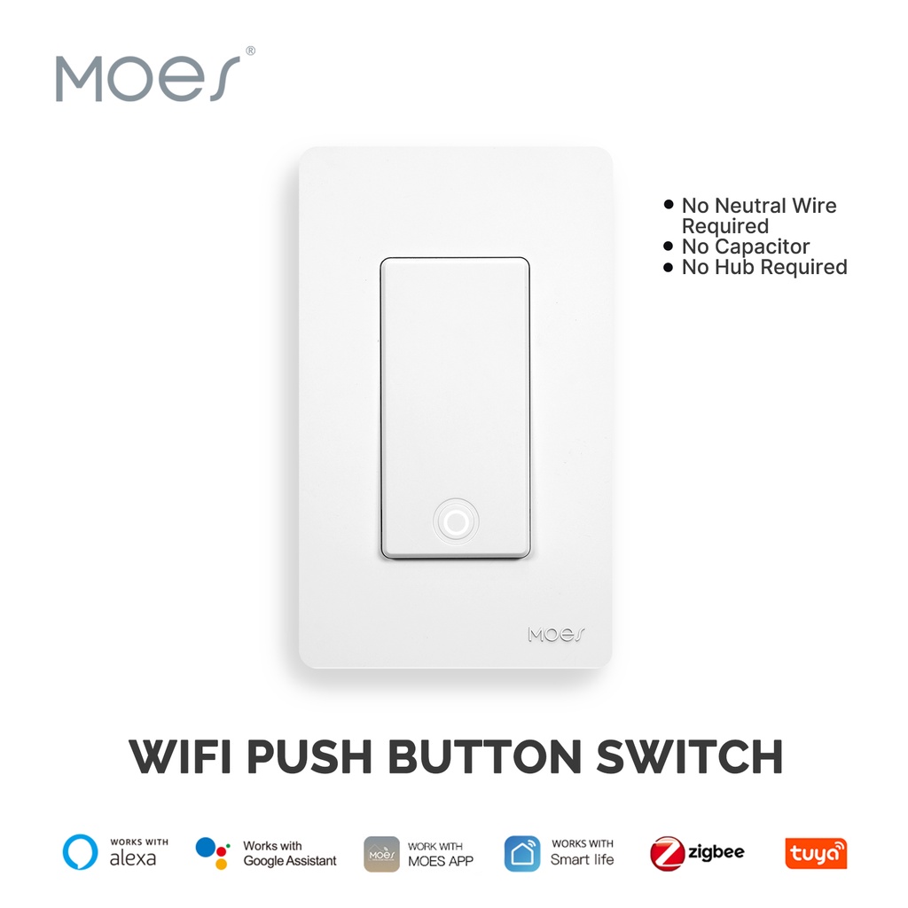 MOES Smart Light Switch No Neutral Wire Required, No Capacitor and No