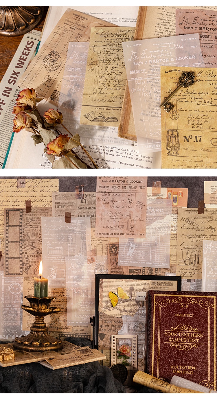 ENWEI 30 Pcs [A series of words and phrases] Vintage Journal Material ...