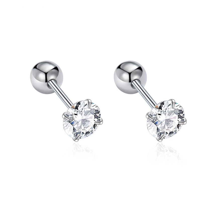 Unisex Minimalist Four-Claw Screw Earrings with Simple and refined ...