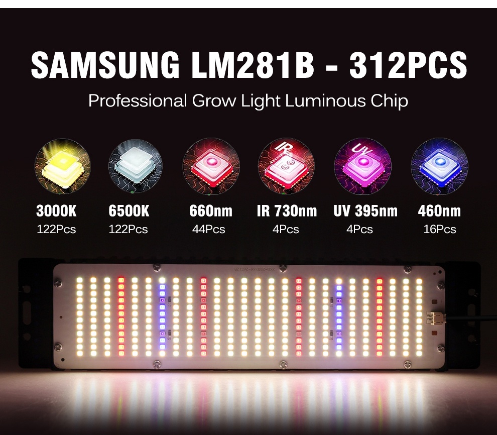 85V-265V Samsung LM281B Led Grow Light Full Spectrum 50W Plant Light ...