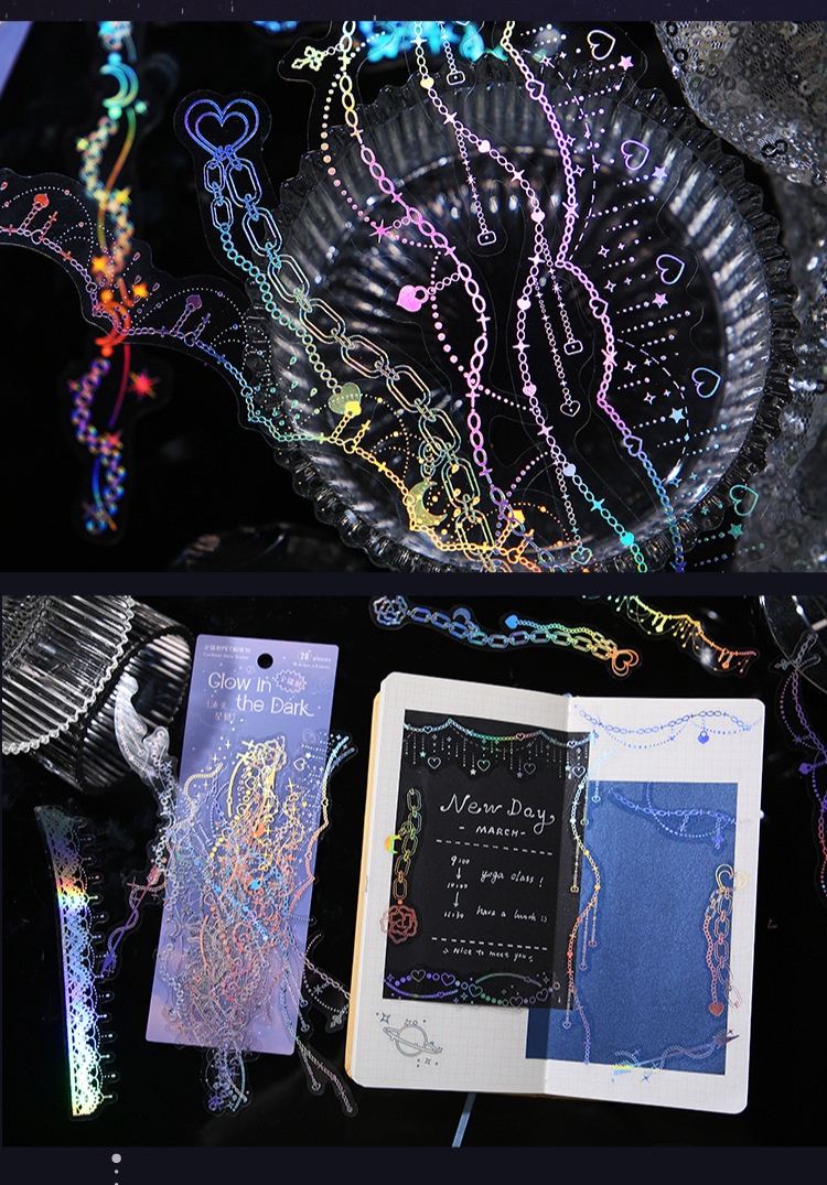 20 Sheets Firefly Streamer Series PET Sticker Pack Fantasy Colorful ...