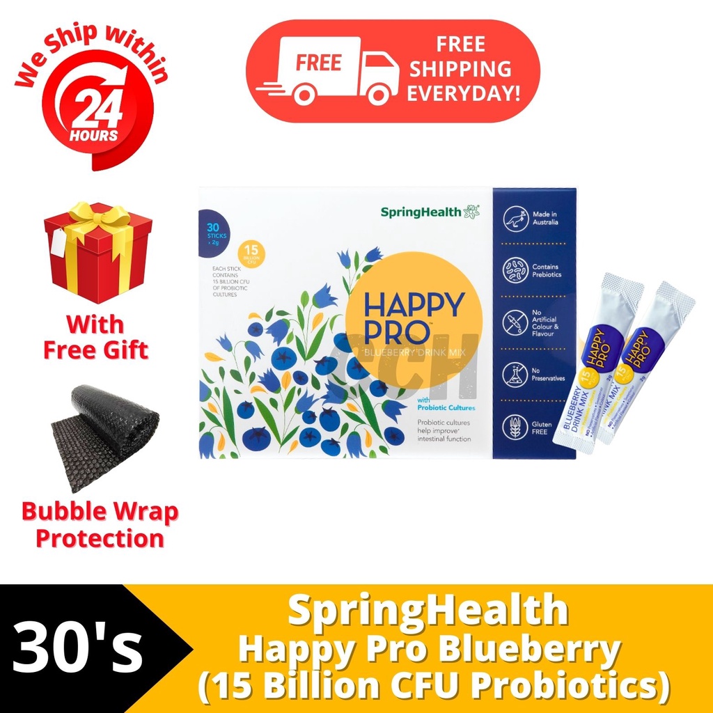 SpringHealth Happy Pro Blueberry Drink Mix With 15 Billion CFU ...