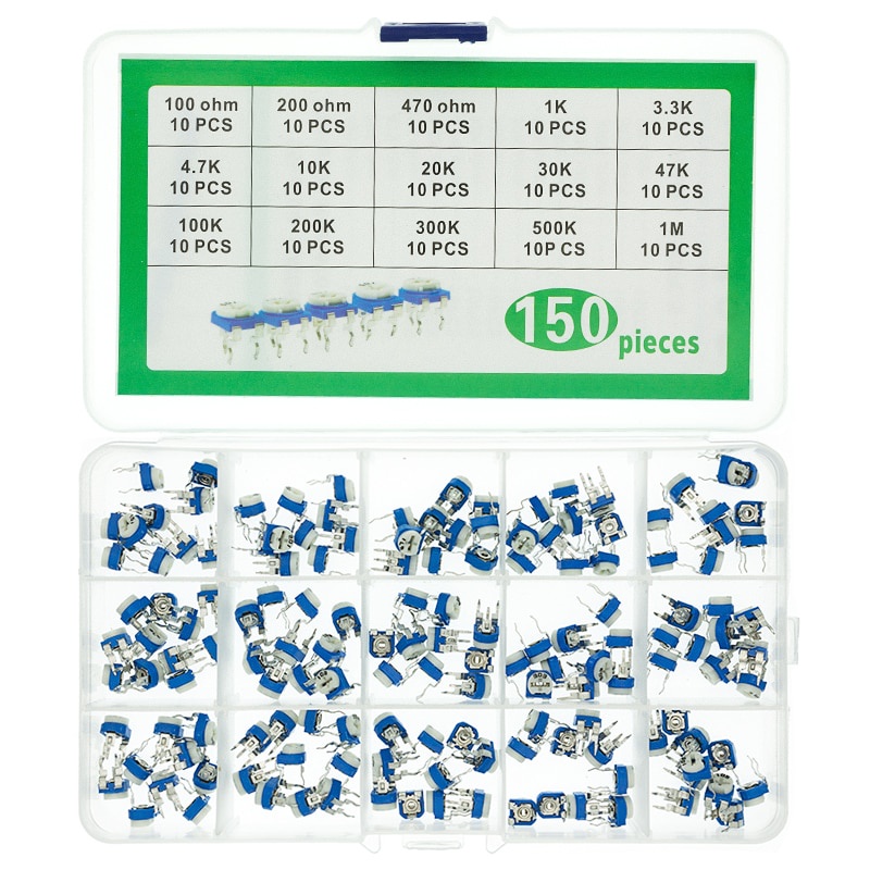 150pcs/Kit RM065 Trimming Potentiometer Variable Resistors Assorted Kit ...