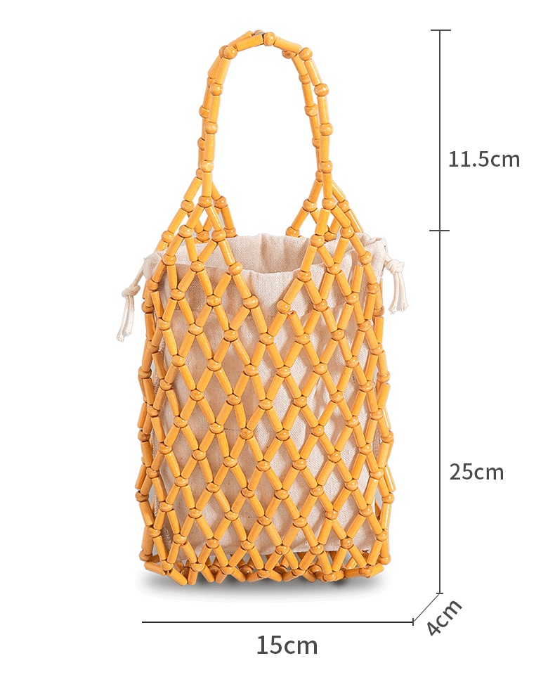 New Fashion Summer Women Beaded Bag Handmade Woven Beach Handbags Log