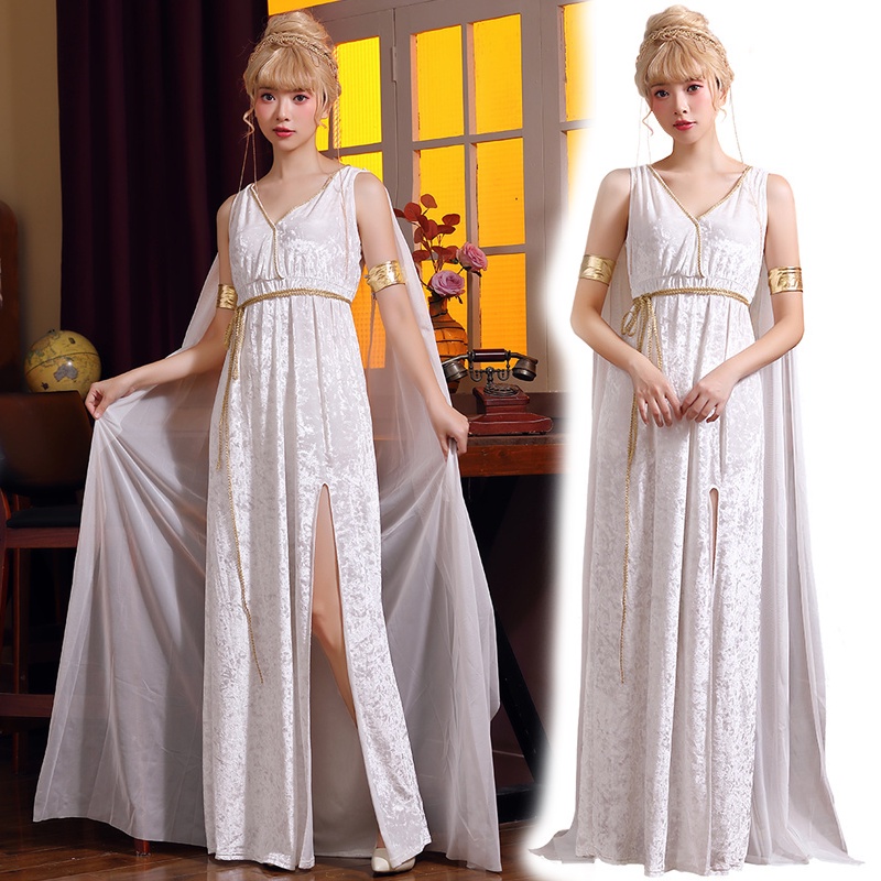 Sexy Greek Goddess Cosplay Costume White Dress For Adults Women Roman ...