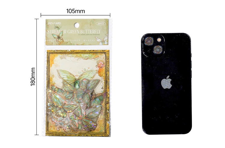 30 pieces cPET sticker pack butterfly retro literature laser handbook ...