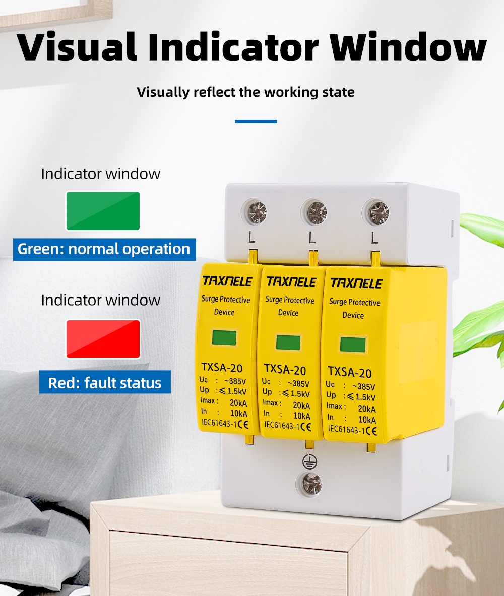 SPD 3 Phase Surge Protector Low Voltage AC Distribution Household ...