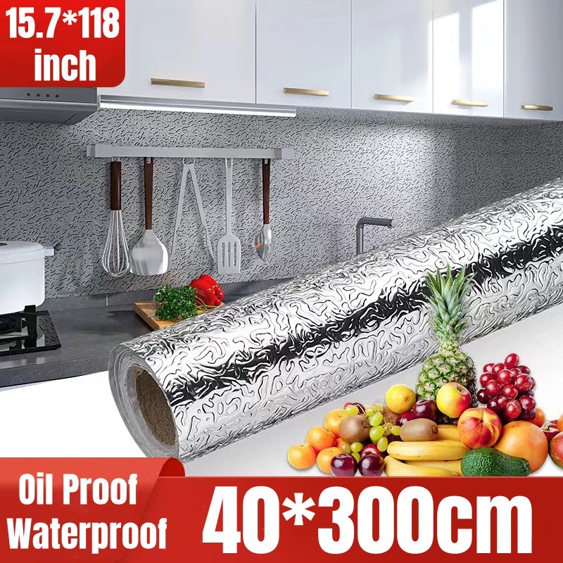 40*100cm Oilproof Aluminum Foil Stickers for Stove Cabinet Film Contact ...