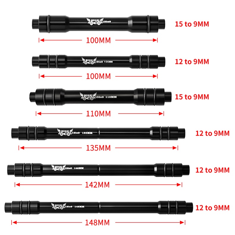 MUQZI Thru Axle Adapter 12 to 9mm 110 135 142 148mm 15 To 9 100mm Thru ...