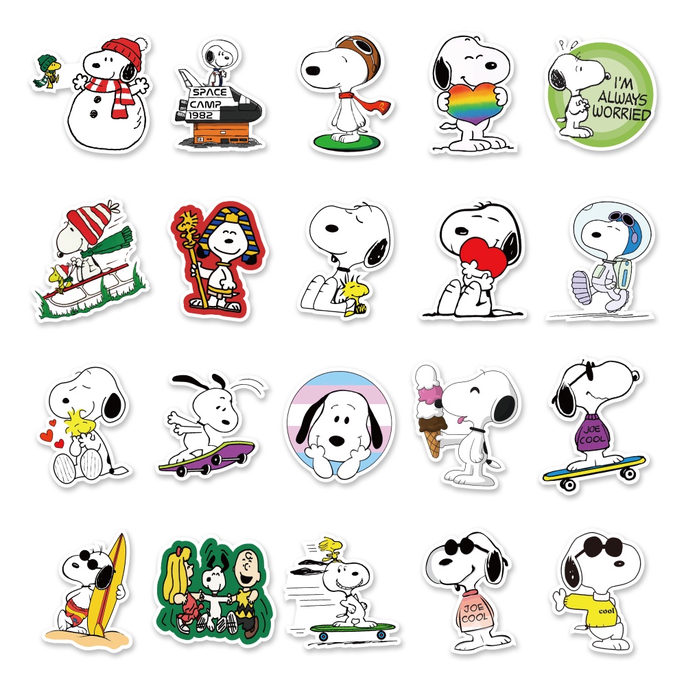 MUYA 50pcs Snoopy Stickers Cute Cartoon Stickers Waterproof Vinyl ...