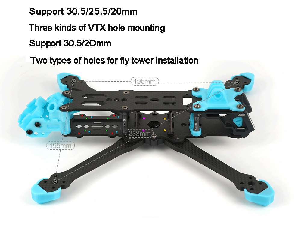 Axisflying MANTA V2 5 inch Carbon Fiber True X Frame Kits 238mm ...