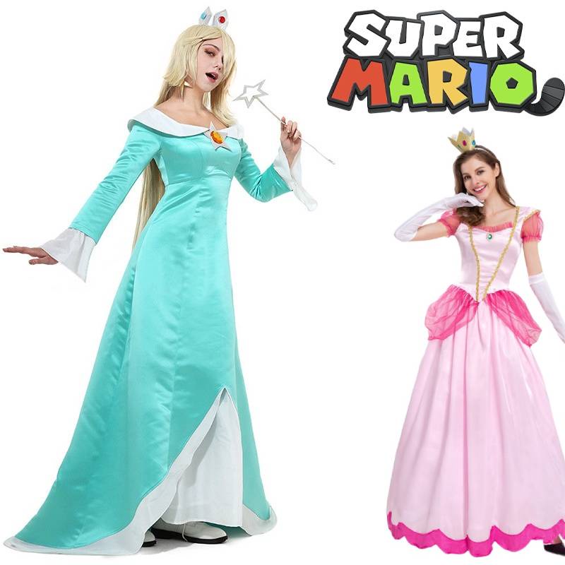 Women's Anime Rosalina Costume Dress and Crown for Princess Cosplay