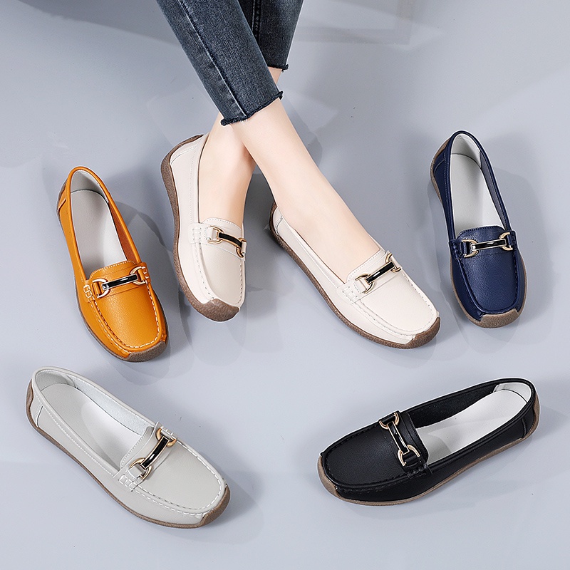 Black Leather Moccasins Shoes, Flat Loafers, Formal Office Shoes, Shiny Black Shoes, Everyday Shoes