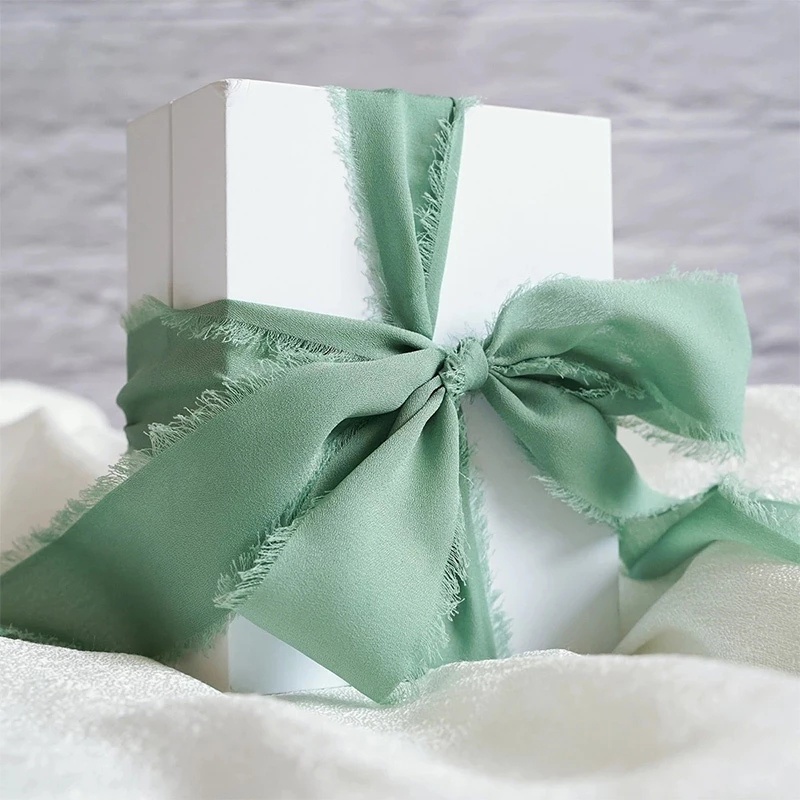 5M/Roll Frayed Edged Chiffon Silk Ribbons Packing Rope Wedding ...