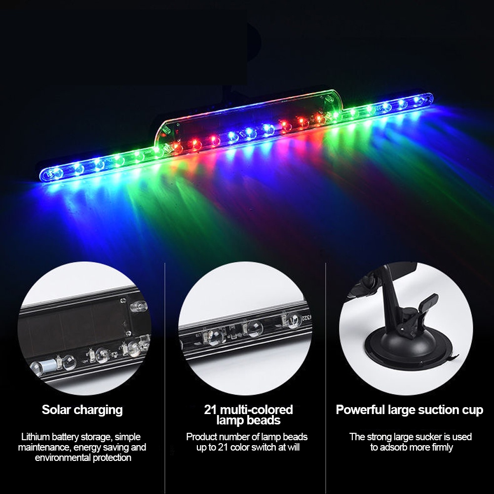Solar RGB Car Strobe Warning Light LED Anti Collision Lights Flasher ...