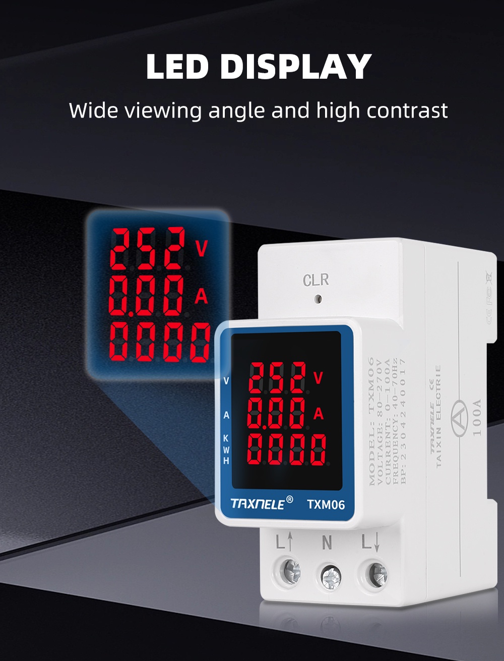Din Rail Electricity Digital Meter Power Energy Voltmeter Ammeter kWh ...