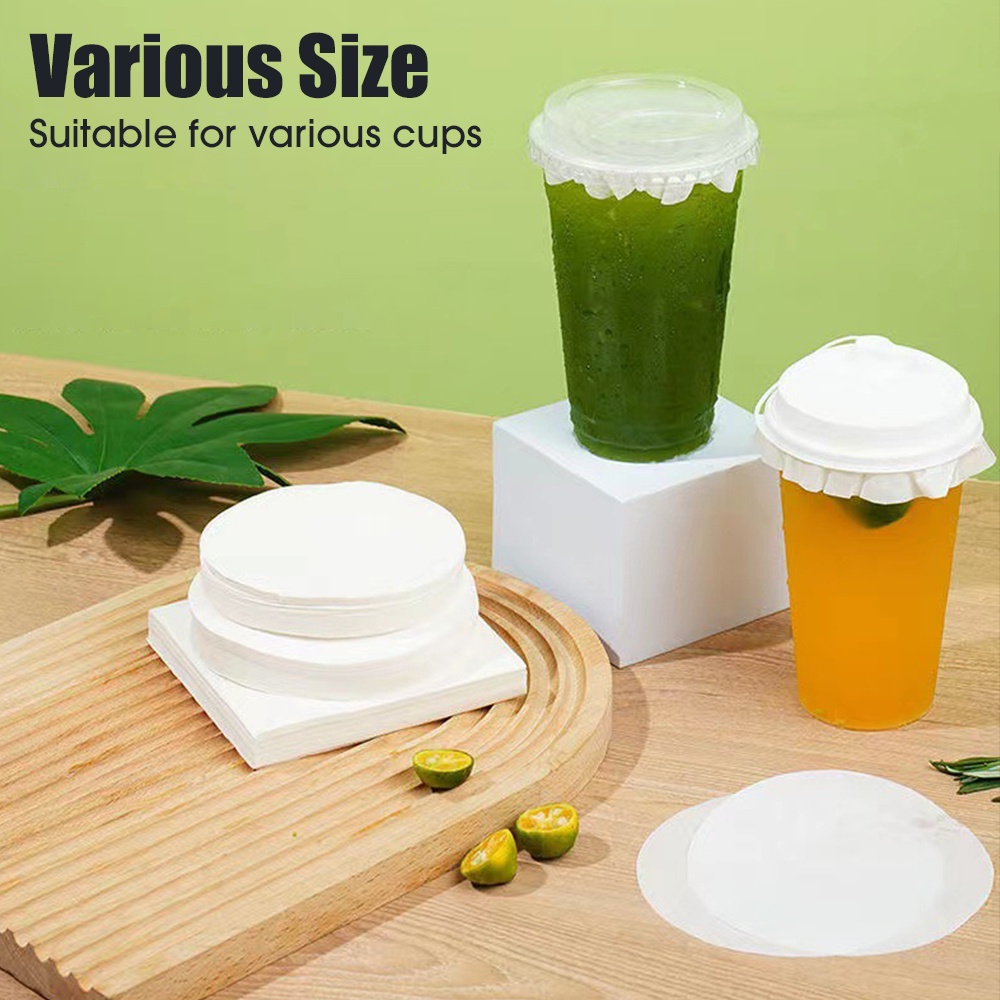 100Pcs Round Shape Leak Proof Packaging Sealing Paper Film Milk Tea ...