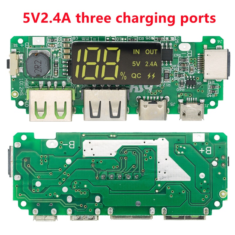 Power Bank Board 18650 Dual USB 5 V 2,4 A, modulo mobile 18650 al litio con sovraccarico, protezione da cortocircuito, scheda USB fai da te