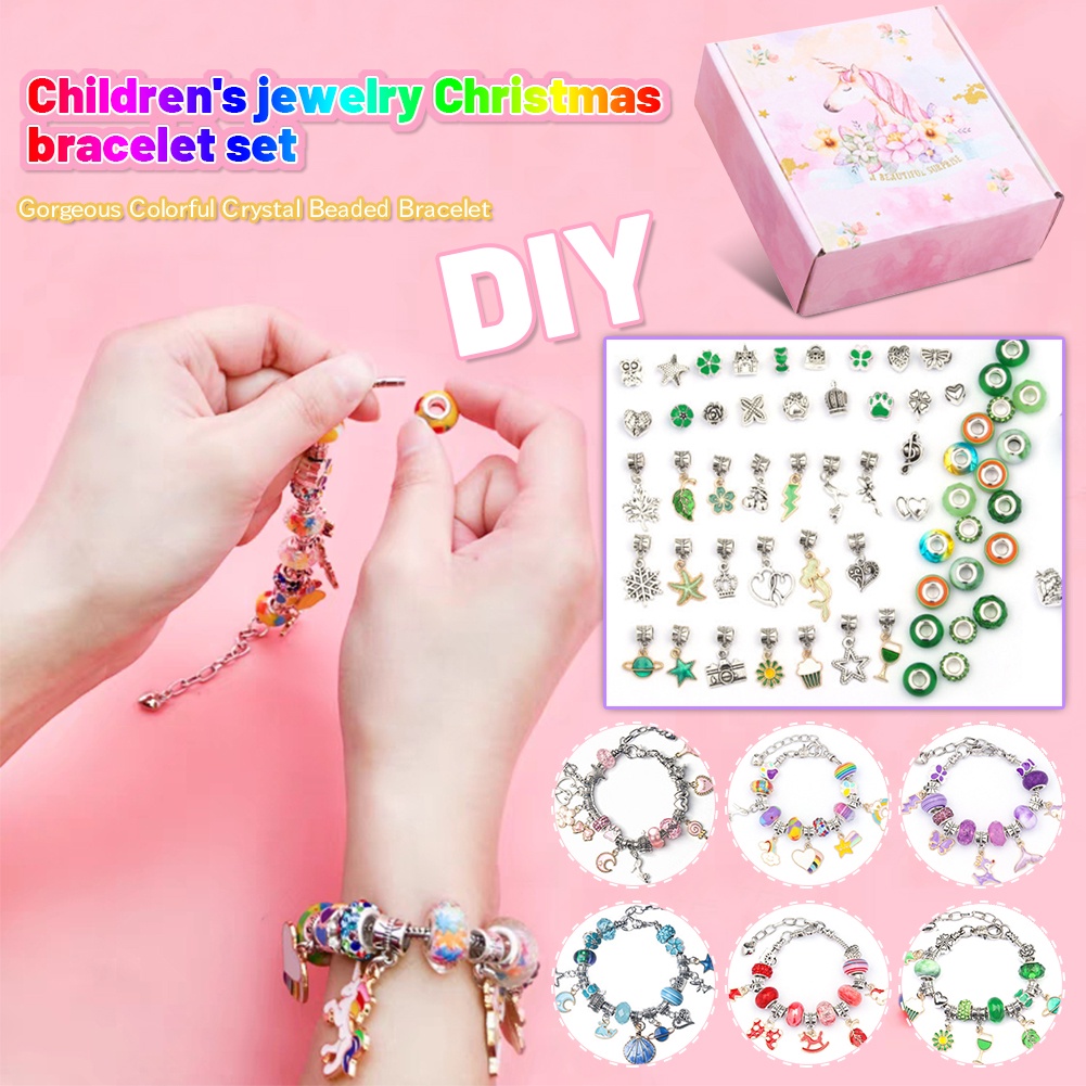 Children Charm Bracelet Making Kit Supplies Beads Creative Diy