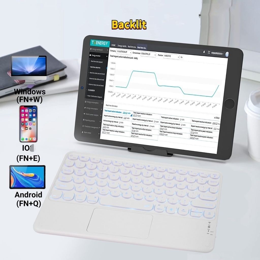 10 Inches Mini Wireless Keyboard With Touchpad Silent Touch Keypad RGB ...