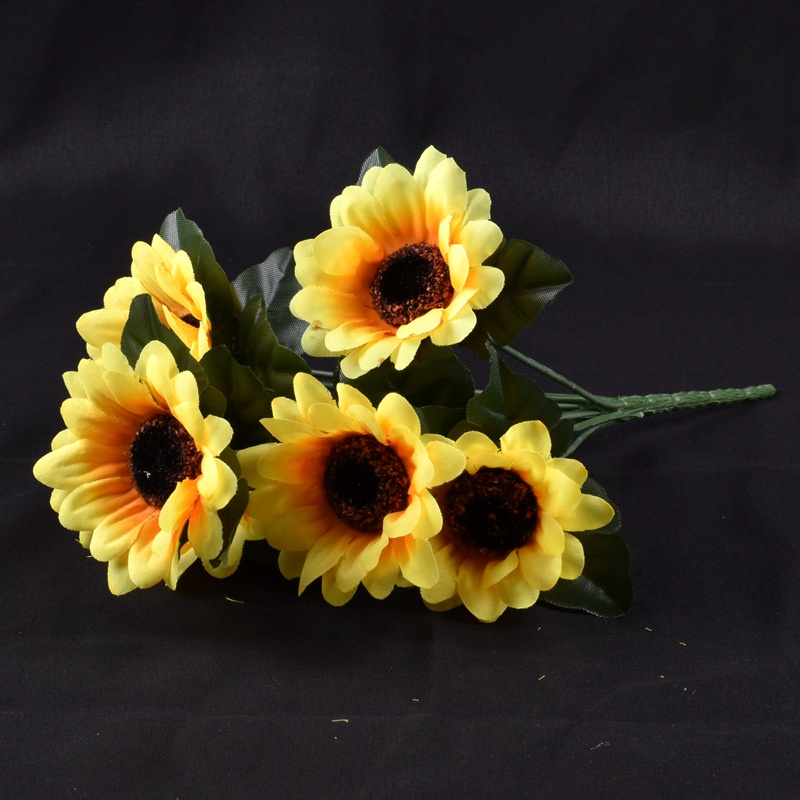 13 Heads Yellow Silk Sunflower Artificial Flowers Bouquet for Home ...