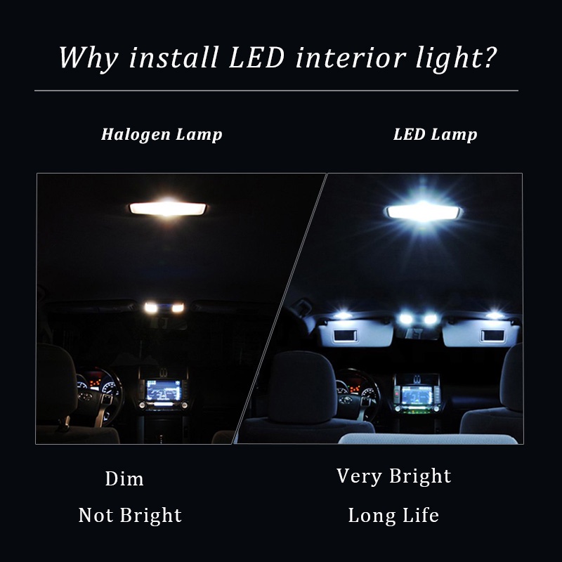 10Pcs LED Interior Dome Map Trunk License Plate Light Kit For Toyota ...