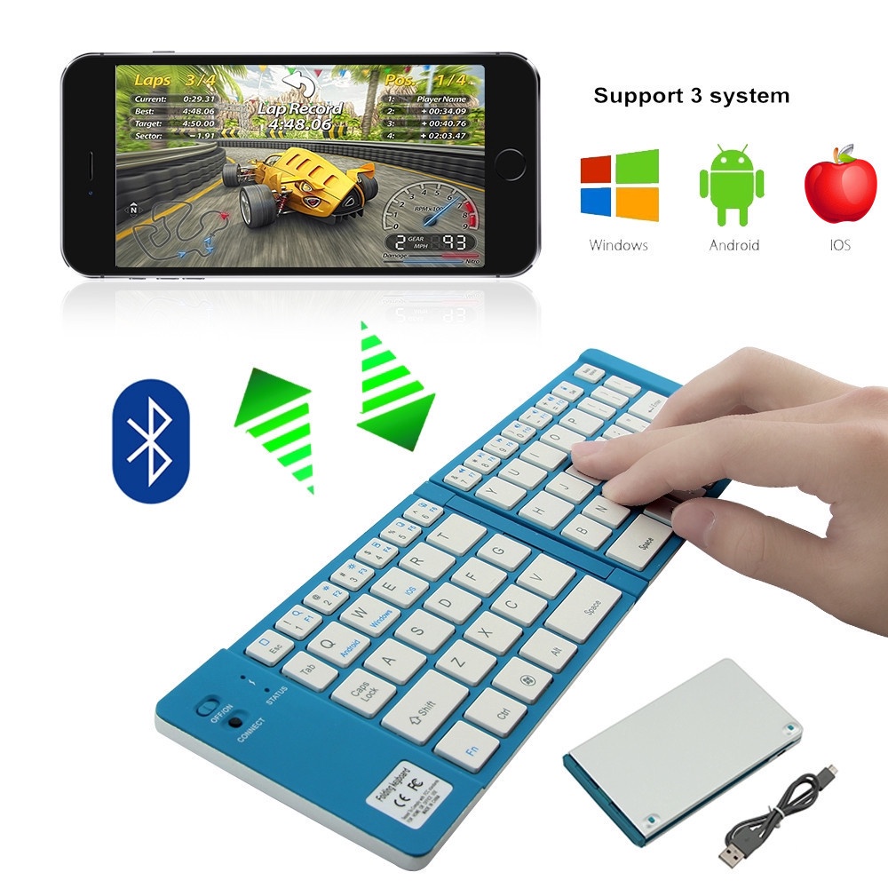 66 Keys Keyboard Portable Bluetooth Foldable Keyboard Rechargeable