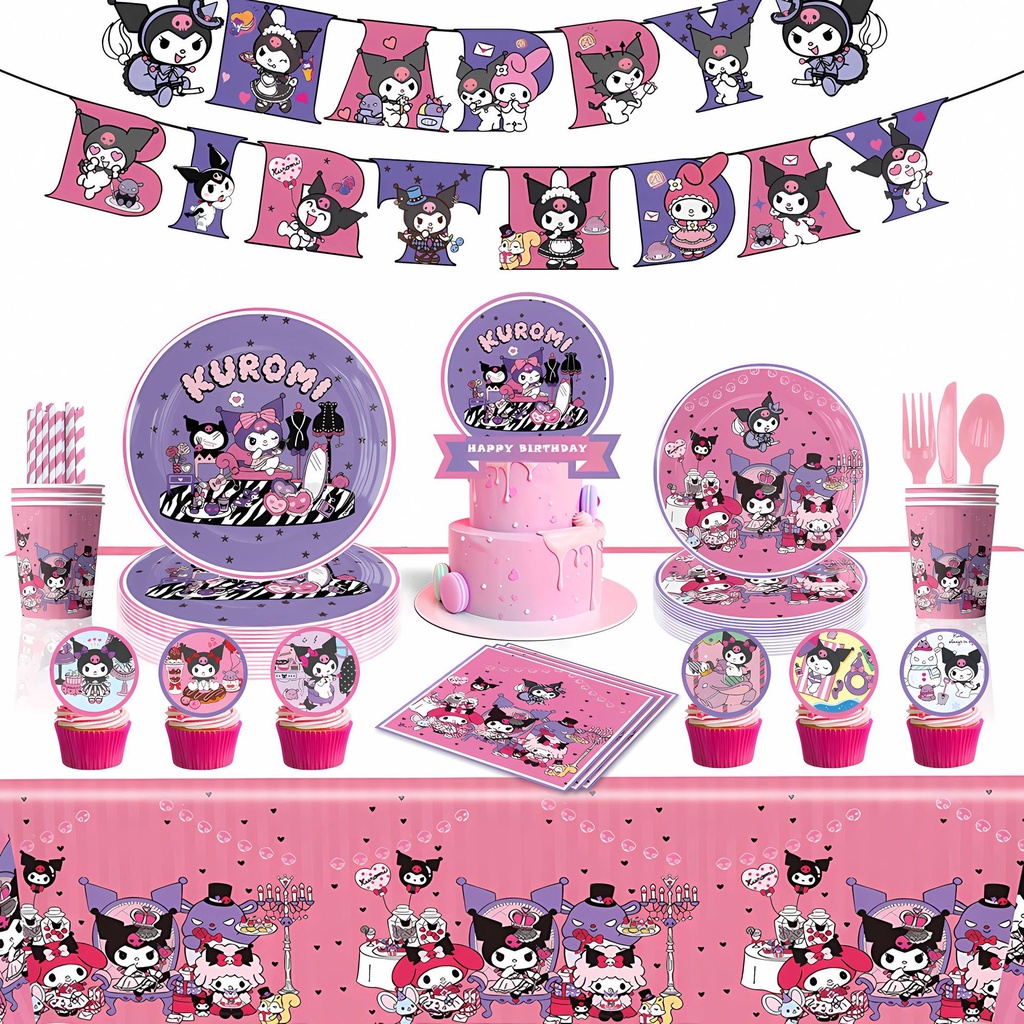 Kuromi Party Needs Tableware Decoration kuromi Birthday Theme Banner ...