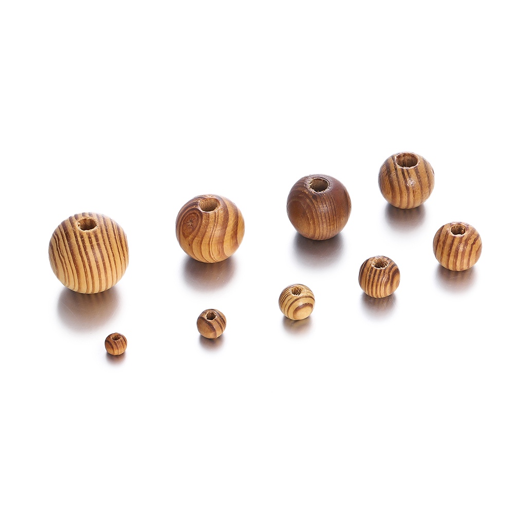 St.kunkka 100Pcs 6-23mm Solid Wood Beads Striped Beads With Fragrance ...