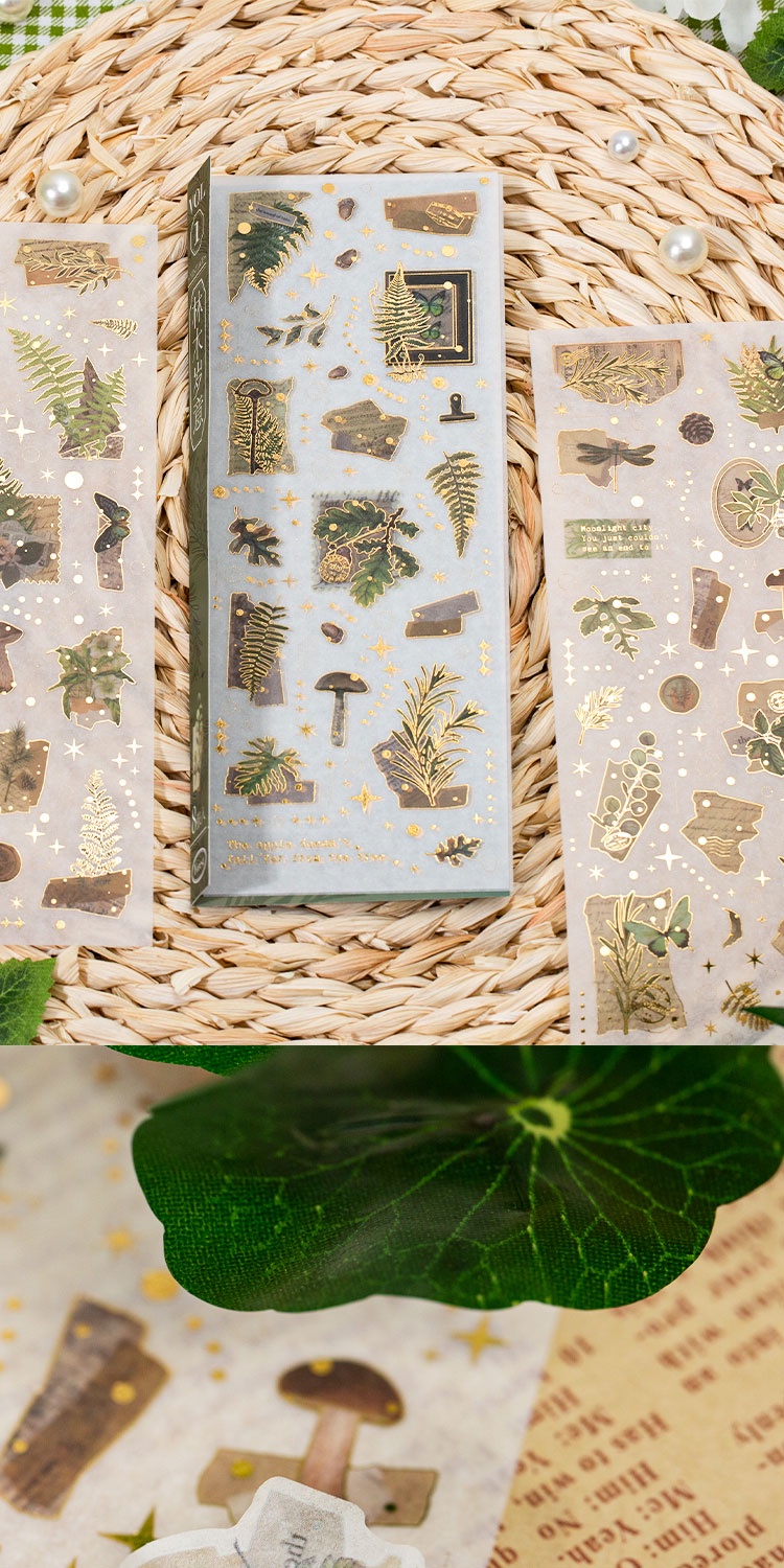 Journamm 8 Sheets/pack Vintage Laser Gold Sticker DIY Scrapbooking ...
