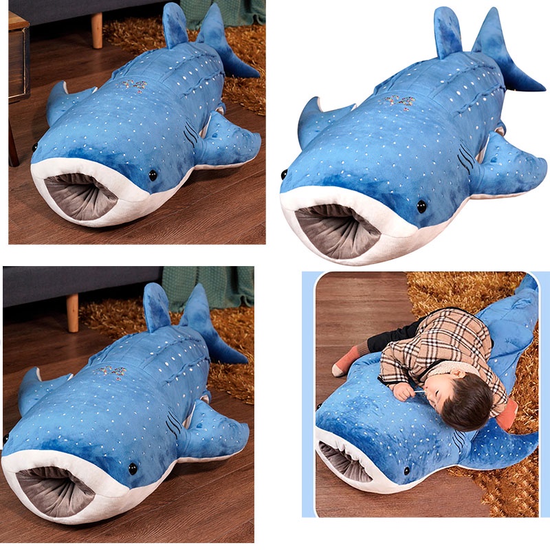 Blue Shark Plush Shark Chair Cartoon Whale Shark Pillow Fluffy