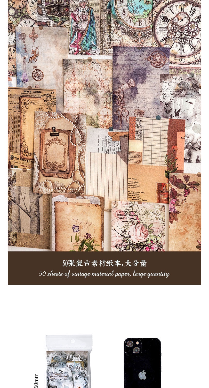 Journamm 50 Sheets Vintage Collage Craft Paper DIY Scrapbooking ...