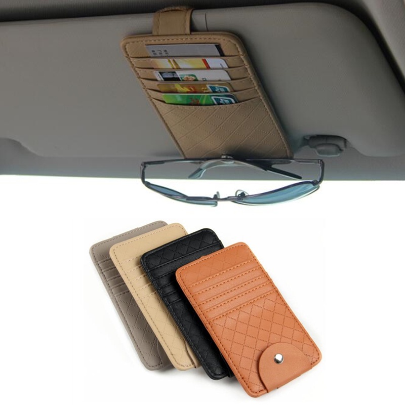 Small Leather Sun Visor Organizer for Car and Truck - Sunglass
