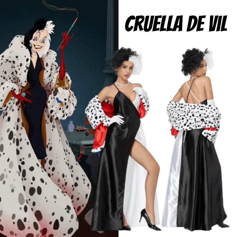 Adult Womens Cruella De Vil Cosplay Costume 101 Dalmatians Villain Character Limited Stock 6340