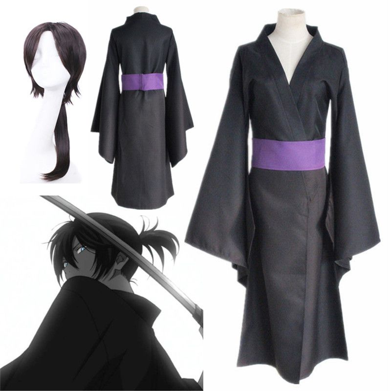 Noragami Anime Yato Cosplay Costume Full Set Black Kimono Dress Yukata Party Shopee Philippines 9074