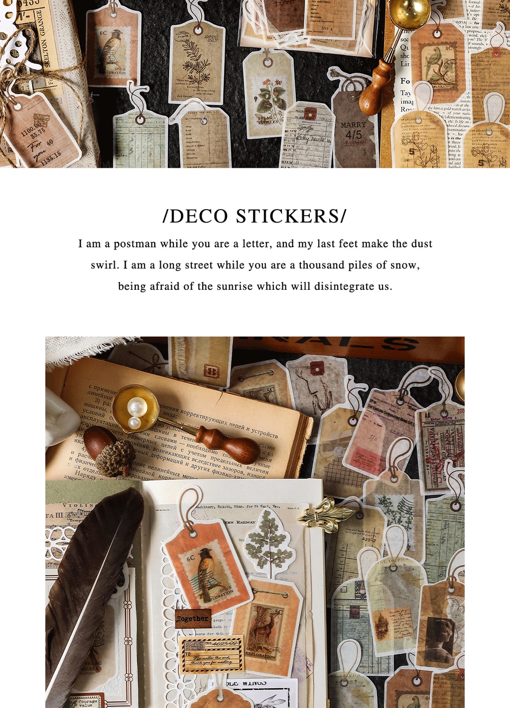 Journamm 40pcs/pack Vintage Plant Stickers Washi Paper DIY Scrapbooking ...