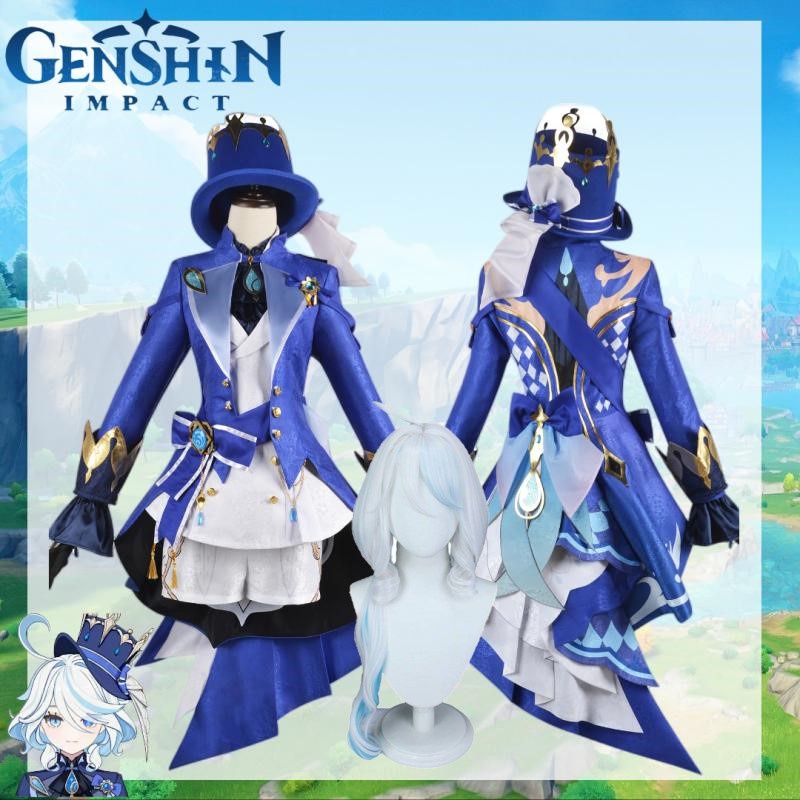 Game Genshin Impact Focalors Cospaly Costume With Wig Adult Party ...