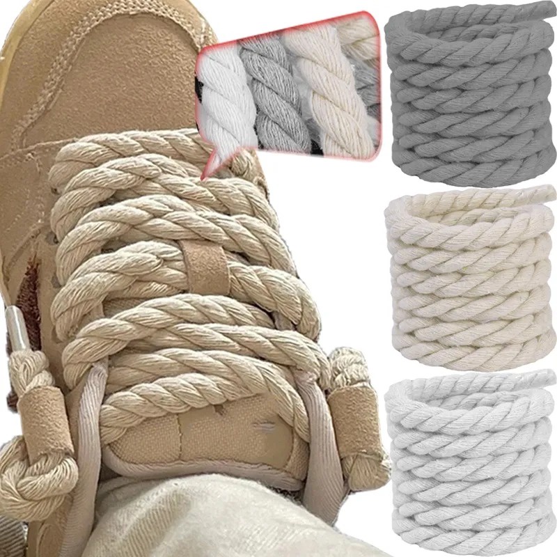 2 Pcs Personality Thicker Cotton Line Weaving Twisted Rope Shoelaces ...
