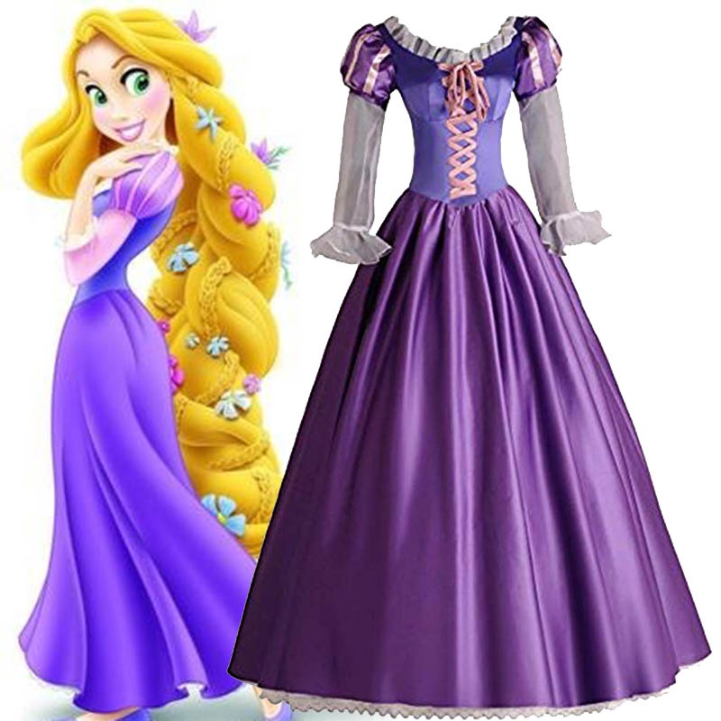 Rapunzel Fancy Adult Women Dress Cosplay Costume Princess Tangled