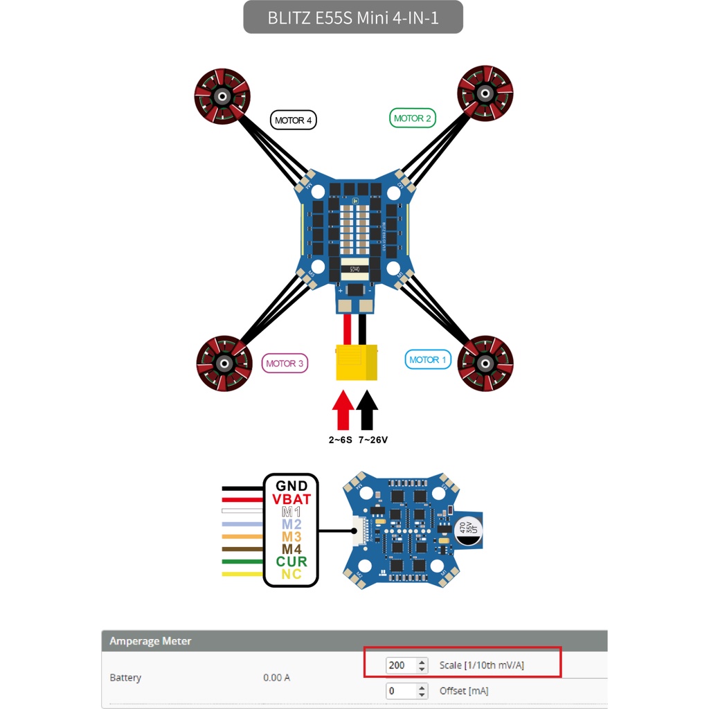 IFlight BLITZ Mini F7 Flight Controller Stack OSD（AT7456E）W/ BLITZ E55S ...